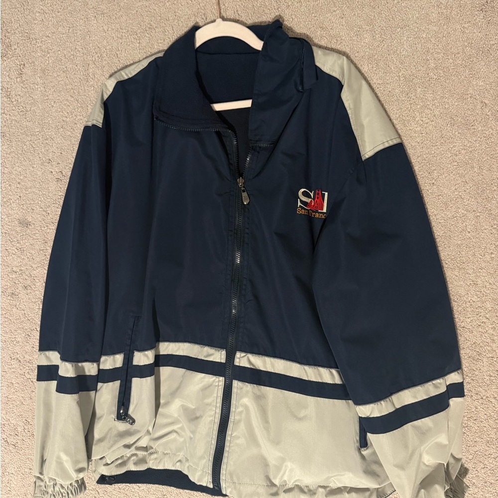 Navy and Gray Zip-Up Jacket